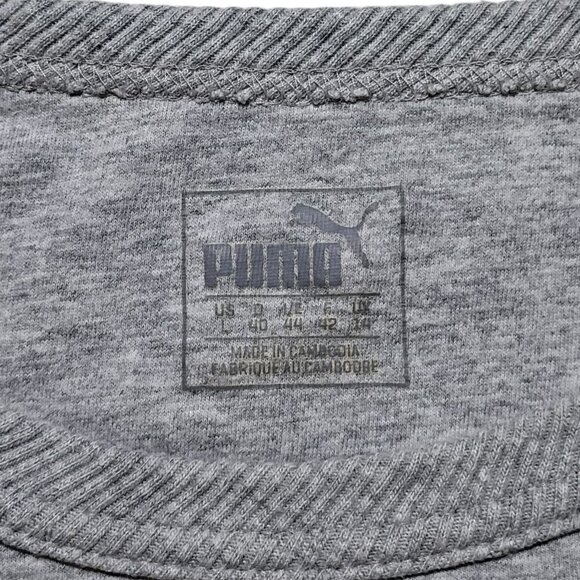 PUMA Women’s L Gray White Graphic Logo Athletic Pullover Sweatshirt Sportwear - Picture 7 of 12